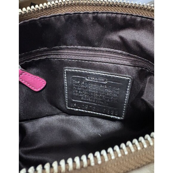 Coach Signature C Satchel Beige / Leather Hot Pink Trim Arm Handbag Crossbody - Picture 3 of 10